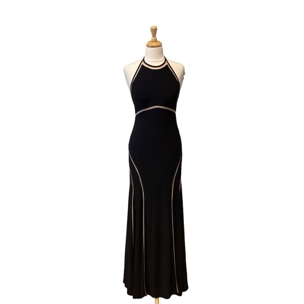 Xscape Black fit & flare prom evening party dress with mesh cutouts Size 6 - Picture 8 of 12